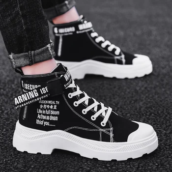 Male Autumn Spring Work Shoes Men Canvas Rubber Sole High Top Sneakers Lace-Up Casual Ankle Boots Height Increased Western Flats 
Male Autumn Spring Work Shoes Men Canvas Rubber Sole High Top Sneakers Lace-Up Casual Ankle Boots Height Increased Western Flats