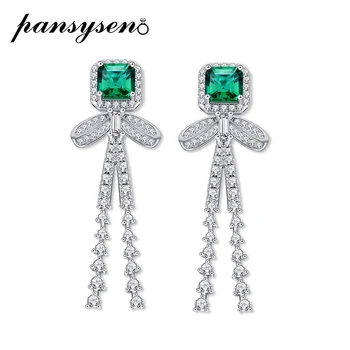 PANSYSEN Luxury 100% Pure Sterling Silver Emerald Created Moissanite Gemstone Earrings Wedding Party Fine Jewlery Drop Earrings 
PANSYSEN Luxury 100% Pure Sterling Silver Emerald Created Moissanite Gemstone Earrings Wedding Party Fine Jewlery Drop Earrings