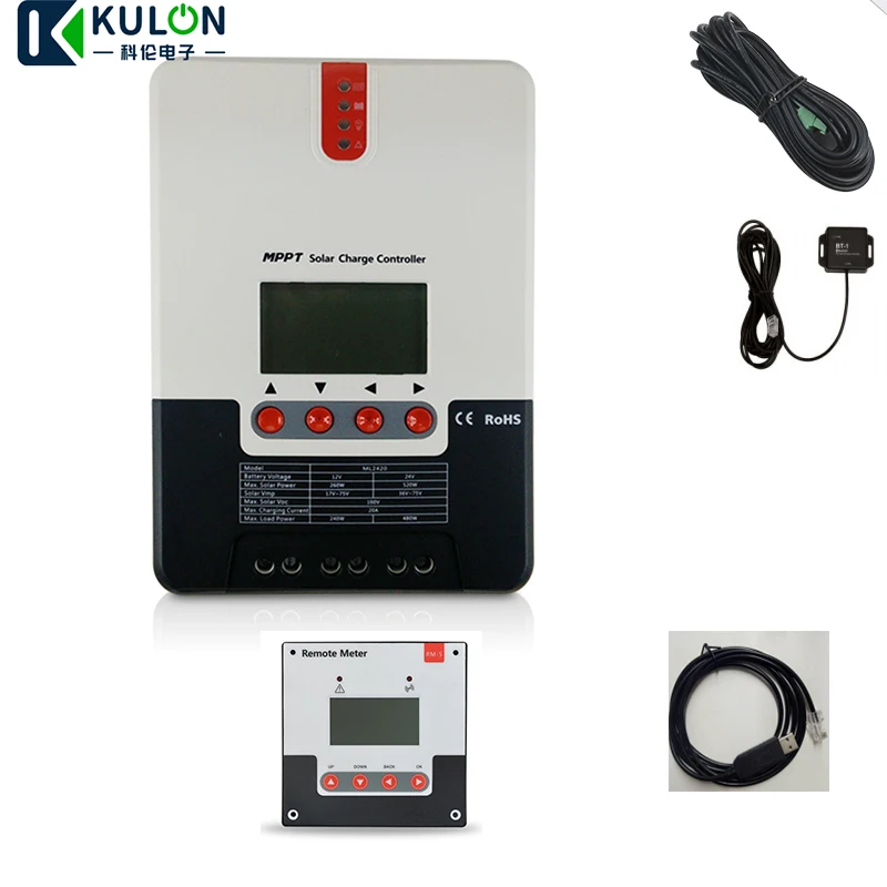 SRNE 20A MPPT ML2420 LCD Display 12V 24V Auto Solar Cell Panel Charger Regulator With temperature cable AND RS232 BT-1 RM-5
SRNE 20A MPPT ML2420 LCD Display 12V 24V Auto Solar Cell Panel Charger Regulator With temperature cable AND RS232 BT-1 RM-5