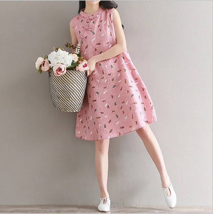 2018 New Style Women's Vintage Literature And Art Cotton Linen Dress Summer Loose-Fit Mid-length Chinese Style Improved Cheongsa
2018 New Style Women's Vintage Literature And Art Cotton Linen Dress Summer Loose-Fit Mid-length Chinese Style Improved Cheongsa