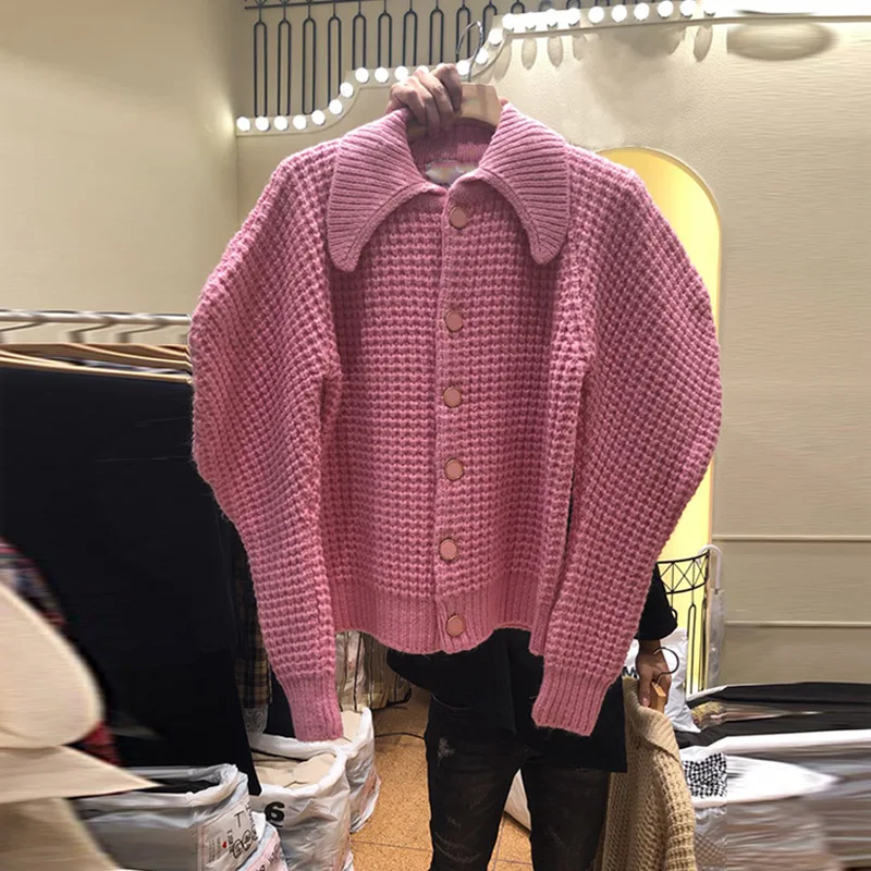 Autumn Sweater New Style Sweater Doll Collar Plaid Foam Sleeve Knitted Cardigan Jacket Cardigans Women Sweater 2019
Autumn Sweater New Style Sweater Doll Collar Plaid Foam Sleeve Knitted Cardigan Jacket Cardigans Women Sweater 2019