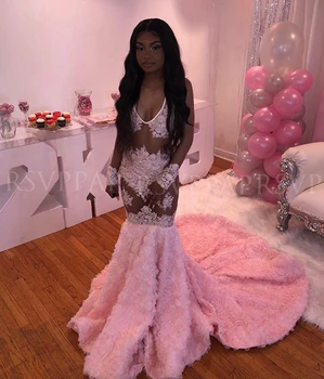 See Through Long Prom Dresses 2020 Sexy Mermaid Beaded Lace 3D Rose African Black Girl Pink Gala Prom Dress
See Through Long Prom Dresses 2020 Sexy Mermaid Beaded Lace 3D Rose African Black Girl Pink Gala Prom Dress