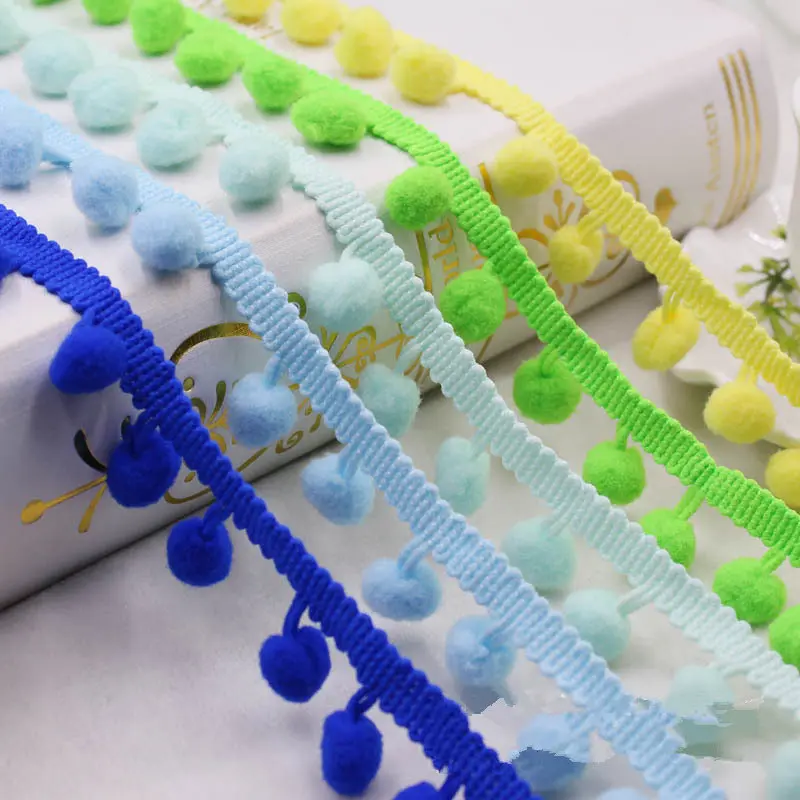 Description Picture 4 of item18yards Pom Pom Lace Trim Ball Ribbon MINI Pearl Pompom Fringe Ribbon Sewing Lace Kintted Fabric Handmade DIY Craft Accessories