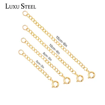 LUXUSTEEL 8pcs sets extender chains jewelry gold silver color Tail chain stainless steel DIY Necklaces Accessories Party 
LUXUSTEEL 8pcs sets extender chains jewelry gold silver color Tail chain stainless steel DIY Necklaces Accessories Party