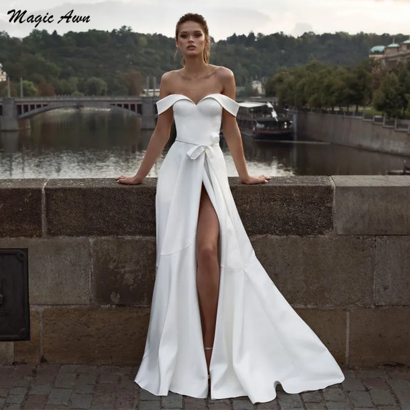 Magic Awn Modest Off The Shoulder Boho Wedding Dresses Side Split Bow Sash Simple Mariage Gowns With Pockets Vestidos Blanco
Magic Awn Modest Off The Shoulder Boho Wedding Dresses Side Split Bow Sash Simple Mariage Gowns With Pockets Vestidos Blanco