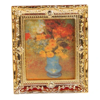 1:12 Golden Plastic Frame Flower Oil Painters Miniature Dollhouse Furniture 
1:12 Golden Plastic Frame Flower Oil Painters Miniature Dollhouse Furniture