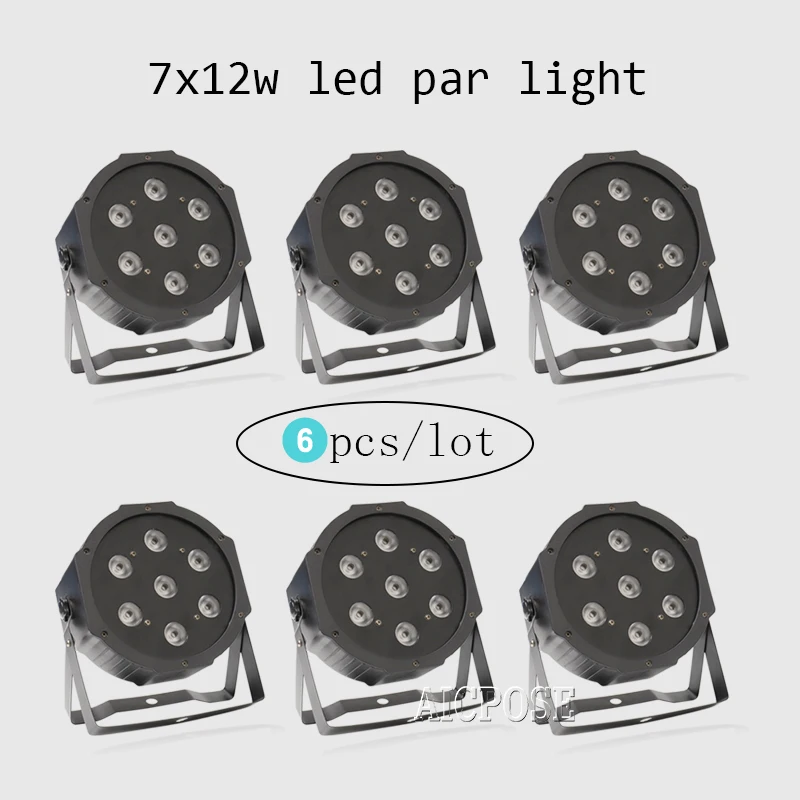 6units 7*12w led lamp beads 7x12W Par lights RGBW 4in1 flat par dmx512 disco professional stage dj equipment | Лампы и освещение