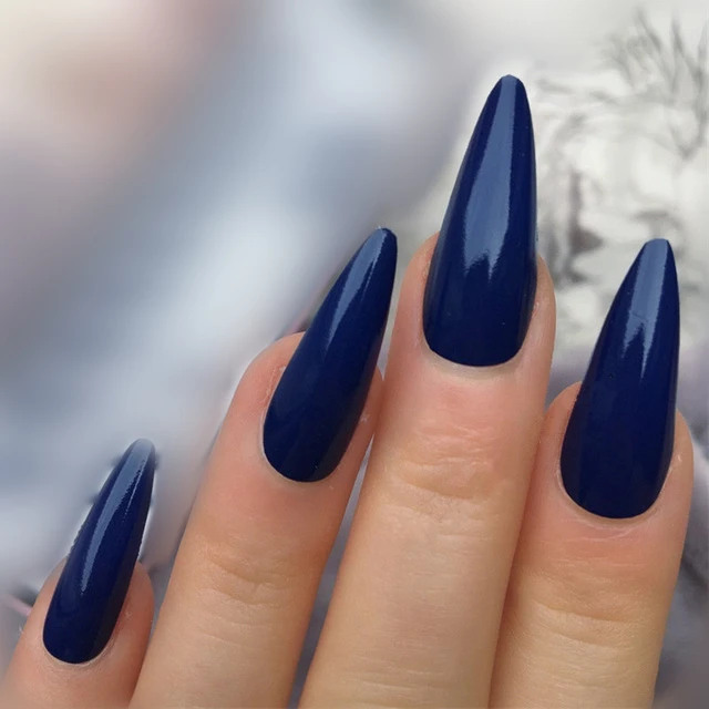 24Pcs Long Stiletto Fake Nail For Design Glossy Navy Blue Artificial False Nails DIY Full Cover Finger Tips Manicure Tools
24Pcs Long Stiletto Fake Nail For Design Glossy Navy Blue Artificial False Nails DIY Full Cover Finger Tips Manicure Tools