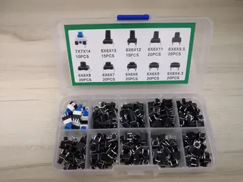 Button Touch switch kit 10 Values 180pcs 1box 6*6*4.3/6*6*5/6*6*6/6*6*7/6*6*8/6*6*9.5/6*6*11/6*6*12/6x6x13/7*7*14MM Assort set
Button Touch switch kit 10 Values 180pcs 1box 6*6*4.3/6*6*5/6*6*6/6*6*7/6*6*8/6*6*9.5/6*6*11/6*6*12/6x6x13/7*7*14MM Assort set