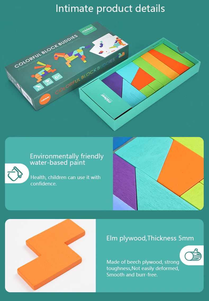 MiDeer Baby Tangram Toy Early Education 6Y+ Colorful Creativity Math Wooden Imagination Safety Intelligence Blocks Toys
MiDeer Baby Tangram Toy Early Education 6Y+ Colorful Creativity Math Wooden Imagination Safety Intelligence Blocks Toys