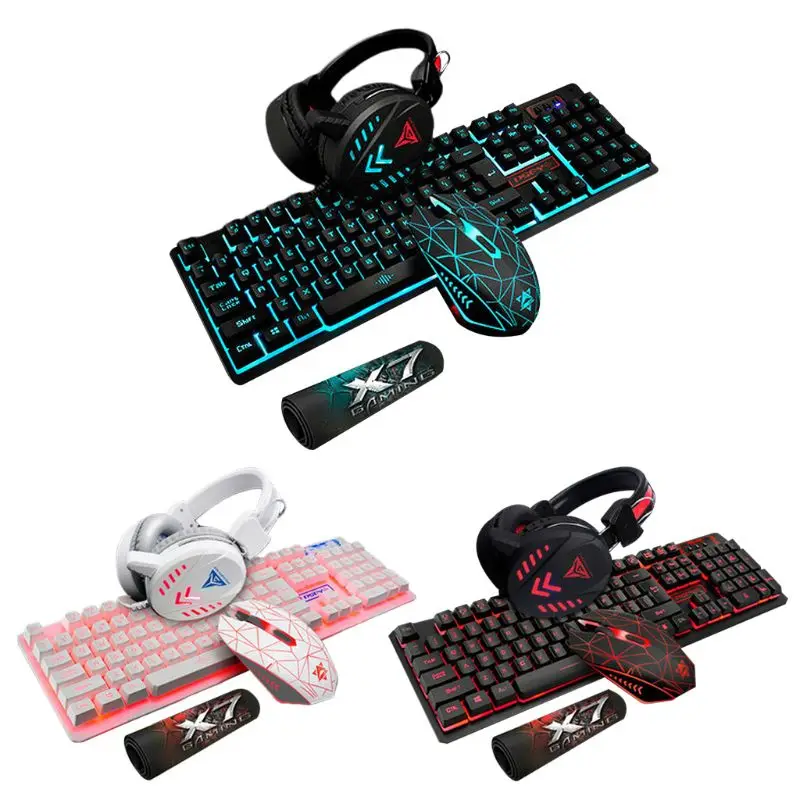 4Pcs/Set K59 Mechanical Wired USB Keyboard Illuminated Gaming Mice Mouse Pad Mat Headphone Desktop Backlight Headset Kit
4Pcs/Set K59 Mechanical Wired USB Keyboard Illuminated Gaming Mice Mouse Pad Mat Headphone Desktop Backlight Headset Kit