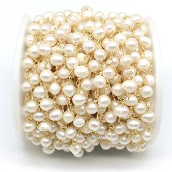 6-7mm plated Freshwater Pearl Round Beads Rosary Chian ,Copper Brass Wire Wrapped Chian Necklace Wholesale Jewelry 5meter FRS139
6-7mm plated Freshwater Pearl Round Beads Rosary Chian ,Copper Brass Wire Wrapped Chian Necklace Wholesale Jewelry 5meter FRS139