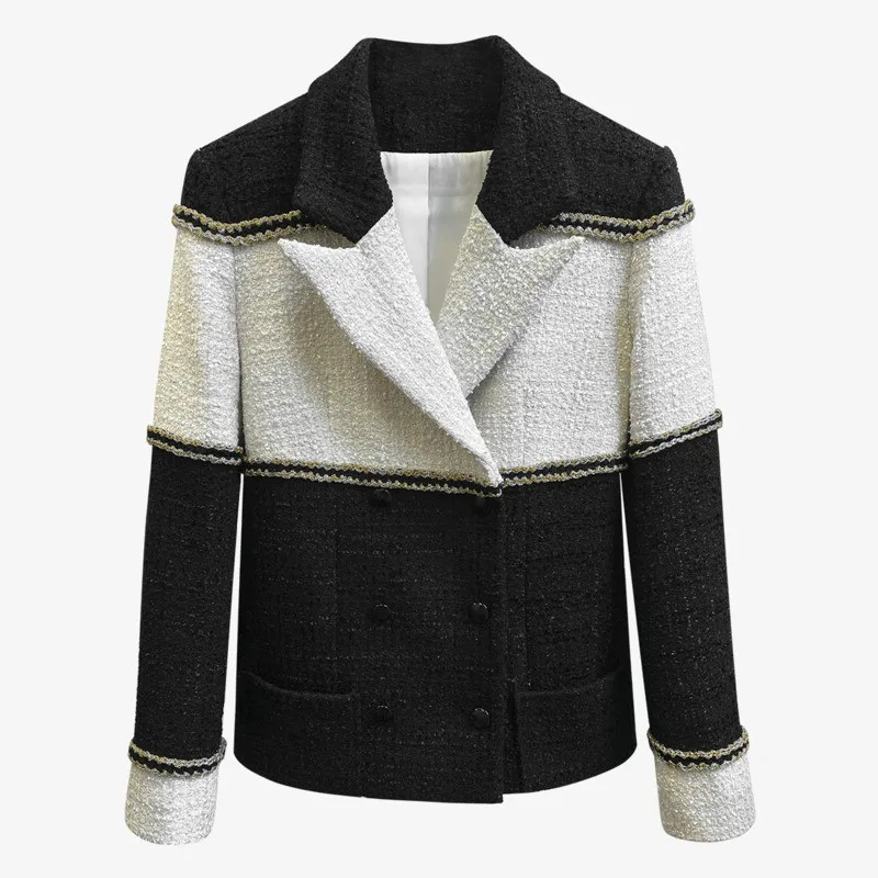 2020 Autumn Winter Fashion Wool Coat Metal Button Full Sleeves Contrast Color Notched Straight Short Jacket Vetements Femme Chic
2020 Autumn Winter Fashion Wool Coat Metal Button Full Sleeves Contrast Color Notched Straight Short Jacket Vetements Femme Chic