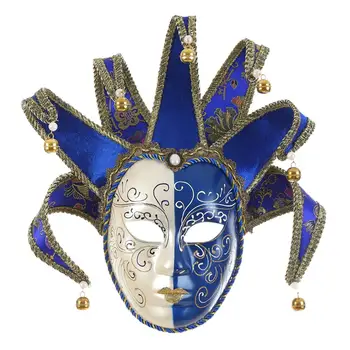 Full Face Venetian Jester Mask Masquerade Blue White Bell Joker Wall Decorative Art Collection
Full Face Venetian Jester Mask Masquerade Blue White Bell Joker Wall Decorative Art Collection