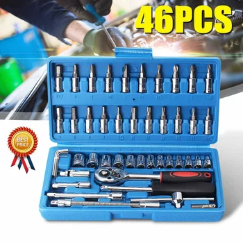 Audew 46pcs/set 1/4-Inch Ratchet Wrench Kit Hand tool Spanner Socket Motorcycle Car Repair Tools Set
Audew 46pcs/set 1/4-Inch Ratchet Wrench Kit Hand tool Spanner Socket Motorcycle Car Repair Tools Set