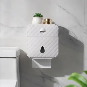Punch - Free Bathroom Tissue Box Multi - Function Imitation Leather Tray Tissue Case