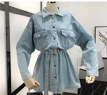 New Spring Clothing Korean Loose Waist Single Breasted Cowboy Shirt Dress Mid-length Long-sleeved Denim Shirt Casual Blouses
New Spring Clothing Korean Loose Waist Single Breasted Cowboy Shirt Dress Mid-length Long-sleeved Denim Shirt Casual Blouses