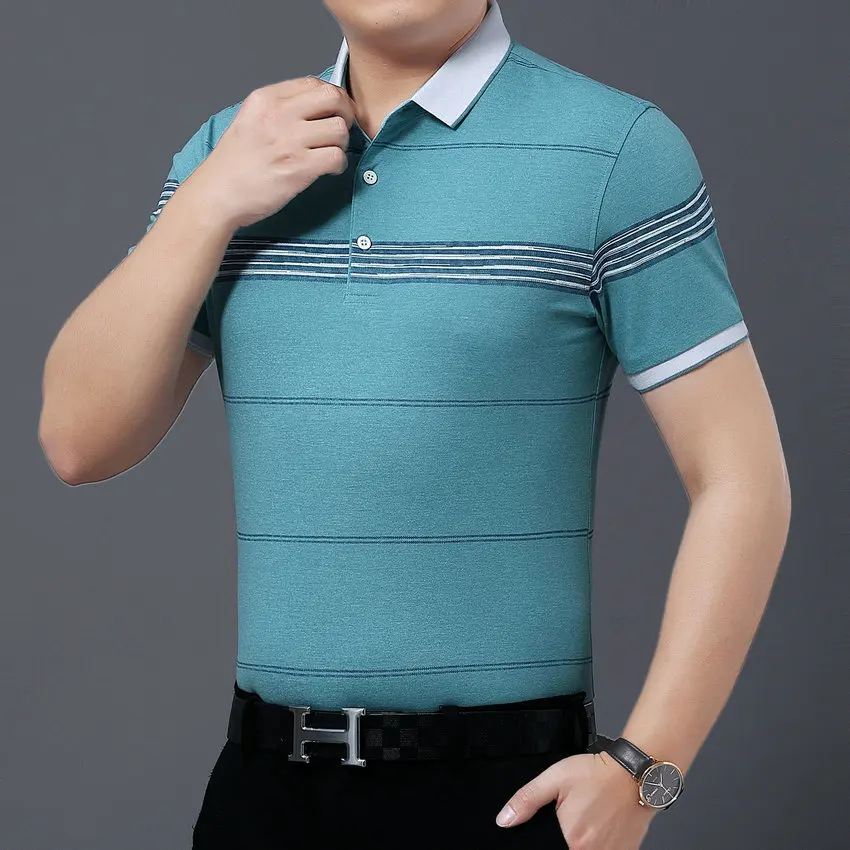 Summer Man Elgant Polo Shirt Male Business Smart Casual Pink Green Blue Striped Short Sleeve Turn Down Collar Cotton Top Shirts
Summer Man Elgant Polo Shirt Male Business Smart Casual Pink Green Blue Striped Short Sleeve Turn Down Collar Cotton Top Shirts