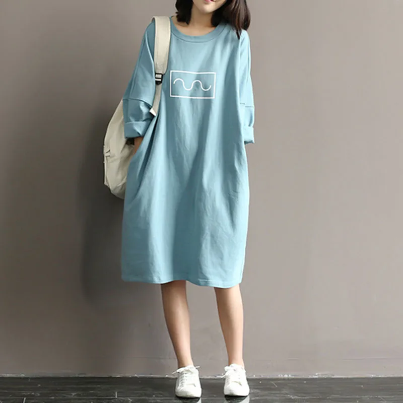 2020 Korean Style Spring Autumn Women Brief Dress Round Neck Blue Beige Printed Tunic Half Batwing Sleeve Oversize Shirts Dress
2020 Korean Style Spring Autumn Women Brief Dress Round Neck Blue Beige Printed Tunic Half Batwing Sleeve Oversize Shirts Dress