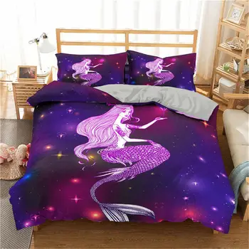 ZEIMON 3D Mermaid Bedding Set Purple Duvet Cover Animals Printed Microfiber Bedclothes For Girls Children Princess Room Bed Set 
ZEIMON 3D Mermaid Bedding Set Purple Duvet Cover Animals Printed Microfiber Bedclothes For Girls Children Princess Room Bed Set