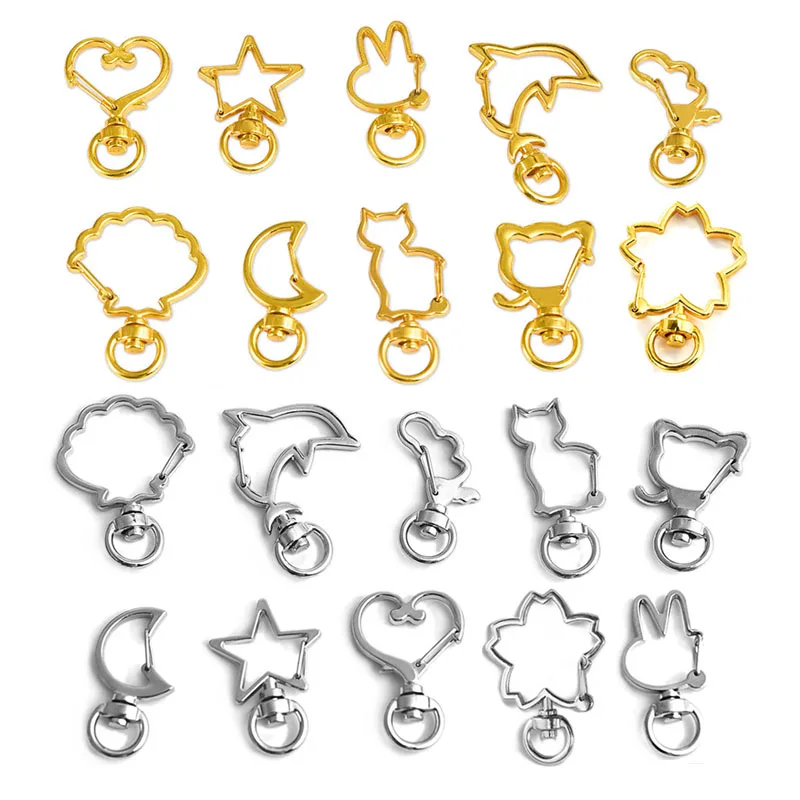 10pcs DIY Key Clasp Chain Gold Silver Color Mixed Cute Cat Dolphin Crystal Frame Open Bezel Setting Jewelry Making Findings
10pcs DIY Key Clasp Chain Gold Silver Color Mixed Cute Cat Dolphin Crystal Frame Open Bezel Setting Jewelry Making Findings
