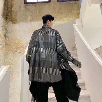 Stage Clothes Men Long Sleeve Silvery Stripe Long Style Irregular Shirt Cardigan Male Streetwear Punk Gothic Loose Casual Shirts
Stage Clothes Men Long Sleeve Silvery Stripe Long Style Irregular Shirt Cardigan Male Streetwear Punk Gothic Loose Casual Shirts