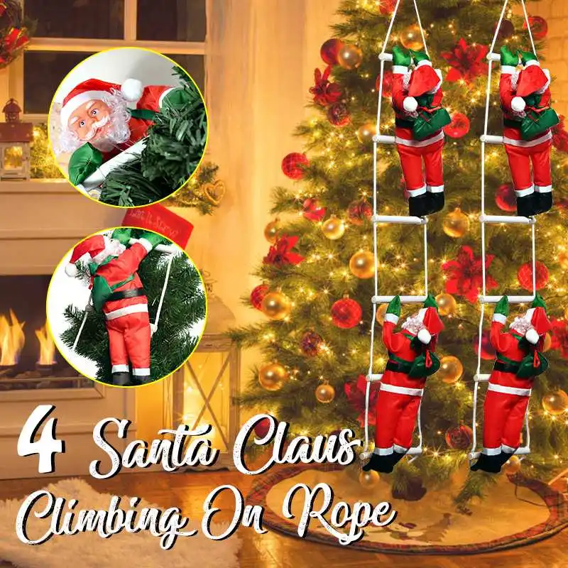 

40cm Santa Claus Climbing on Rope Ladder for Christmas Tree Indoor Hanging-Christmas-Xmas-Party Home Door Wall Decoration