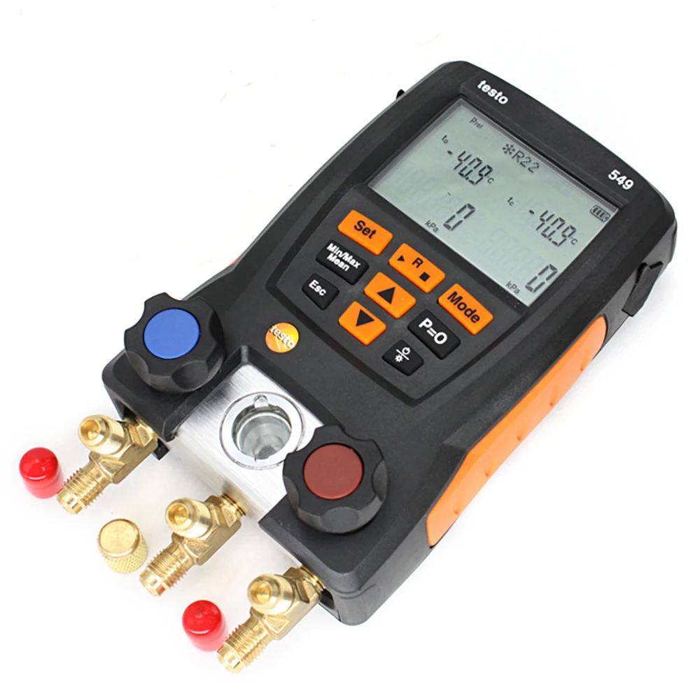 Manómetro digital para sistema de climatización, kit de pruebas LCD Testo 549, herramientas de aire acondicionado HVAC