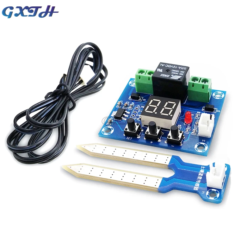 

12V Soil Humidity Sensor 20-99%RH Controller Irrigation System Automatic Watering Module Digital Display Humidity Controller Red