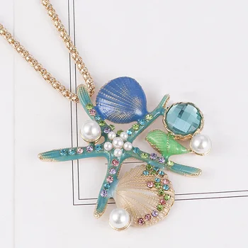 Women Marine Series Necklace Starfish Shell Imitation Pearl Crystal Pendant Clavicle Chain for Girls d88
Women Marine Series Necklace Starfish Shell Imitation Pearl Crystal Pendant Clavicle Chain for Girls d88