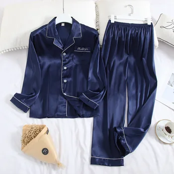 Spring and autumn men's pyjamas long sleeve trousers suit ice silk lapel pyjamas thin casual comfortable oversize home wear
Spring and autumn men's pyjamas long sleeve trousers suit ice silk lapel pyjamas thin casual comfortable oversize home wear