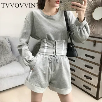 TVVOVVIN Gray Round Neck Long Sleeve Short Sweater Girdle Elastic High Waist Shorts Woman Suit Casual Fashion Autumn New L349
TVVOVVIN Gray Round Neck Long Sleeve Short Sweater Girdle Elastic High Waist Shorts Woman Suit Casual Fashion Autumn New L349