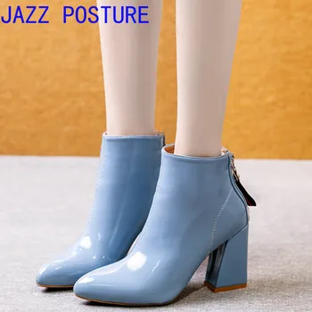 2019 autumn/winter boots beige square heel and ankle boot comfortable fashion pointed boots with zipper for women's shoes q129
2019 autumn/winter boots beige square heel and ankle boot comfortable fashion pointed boots with zipper for women's shoes q129