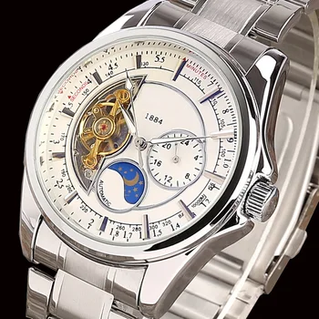 Men's Stainless Steel Automatic Mechanical Watch with Moon Phase Function Concealed Buckle
Men's Stainless Steel Automatic Mechanical Watch with Moon Phase Function Concealed Buckle