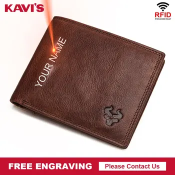 KAVIS Rfid Free Engraving 100% Genuine Leather Wallet Men Coin Purse Portomonee PORTFOLIO Male Cuzdan Perse Card Holder for Name 
KAVIS Rfid Free Engraving 100% Genuine Leather Wallet Men Coin Purse Portomonee PORTFOLIO Male Cuzdan Perse Card Holder for Name