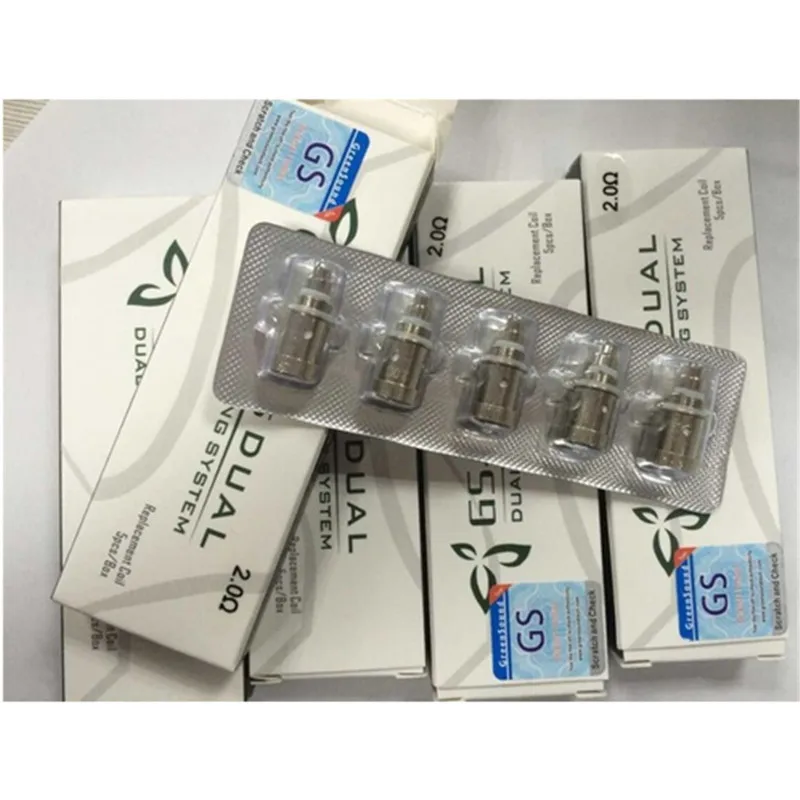 

20pcs/lot Greensound GS H2 dual 2.0ohm atomizer coil head Electronic Cigarette Replacement for H2S t3s t3d E cigarette core coil