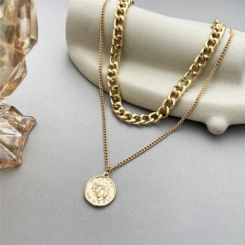 2020 Multi Layer Coin Pendant Thick Chain Necklace Round Necklaces Jewelry for Women Charm Chain Choker Geometric Gold Color 
2020 Multi Layer Coin Pendant Thick Chain Necklace Round Necklaces Jewelry for Women Charm Chain Choker Geometric Gold Color