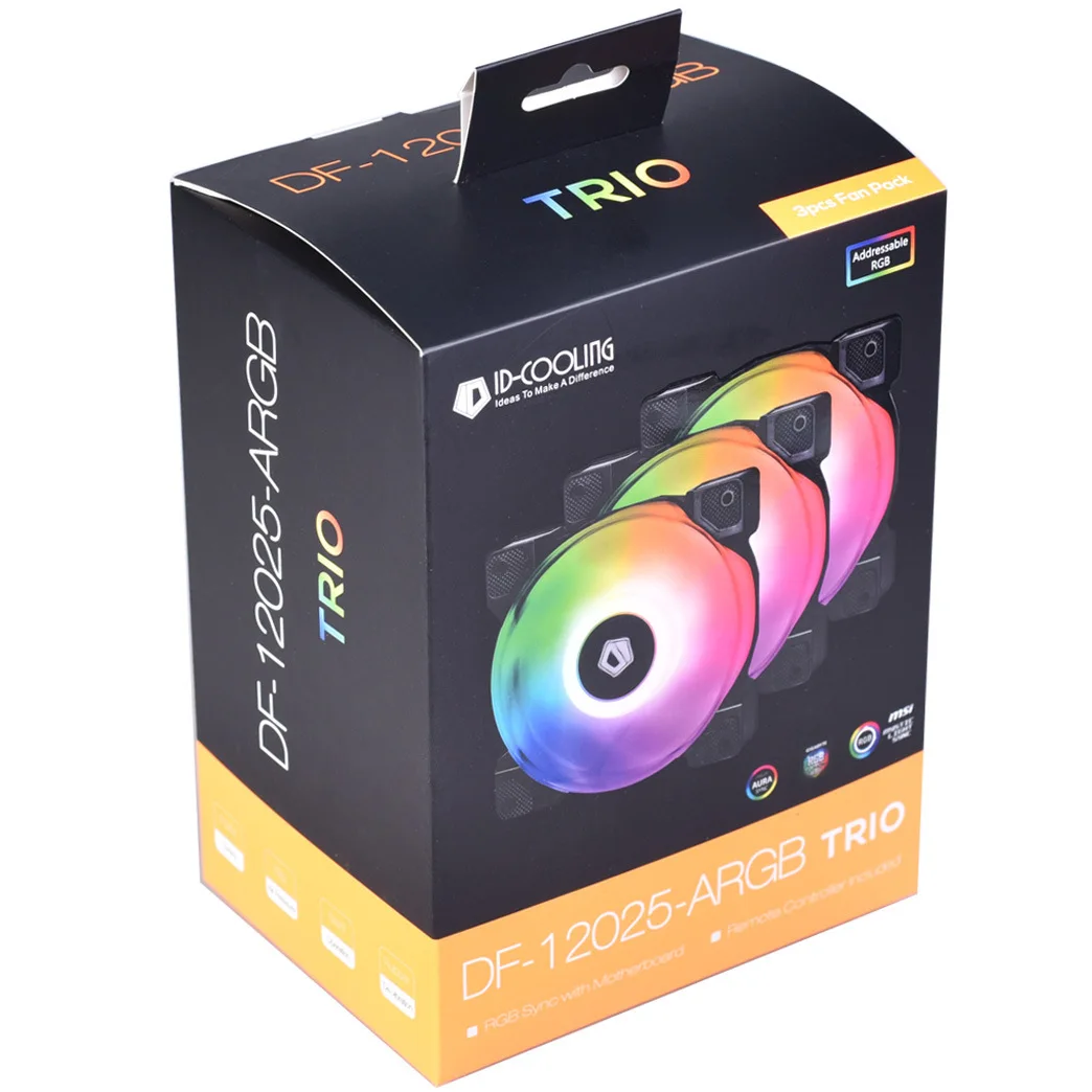 ID-Cooling Df-12025-argb Trio 5V Three Needle Rainbow RGB Temperature Control Case Fan
ID-Cooling Df-12025-argb Trio 5V Three Needle Rainbow RGB Temperature Control Case Fan