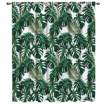 

Nordic Style Tropical Banana Leaves Green Plant Window Treatments Curtains Valance Living Room Decor Bathroom Kids Room Curtains