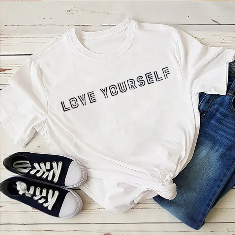Kpop bangtan футболка для мальчиков с гордостью Love Yourself LOVE YOURself женские корейские
