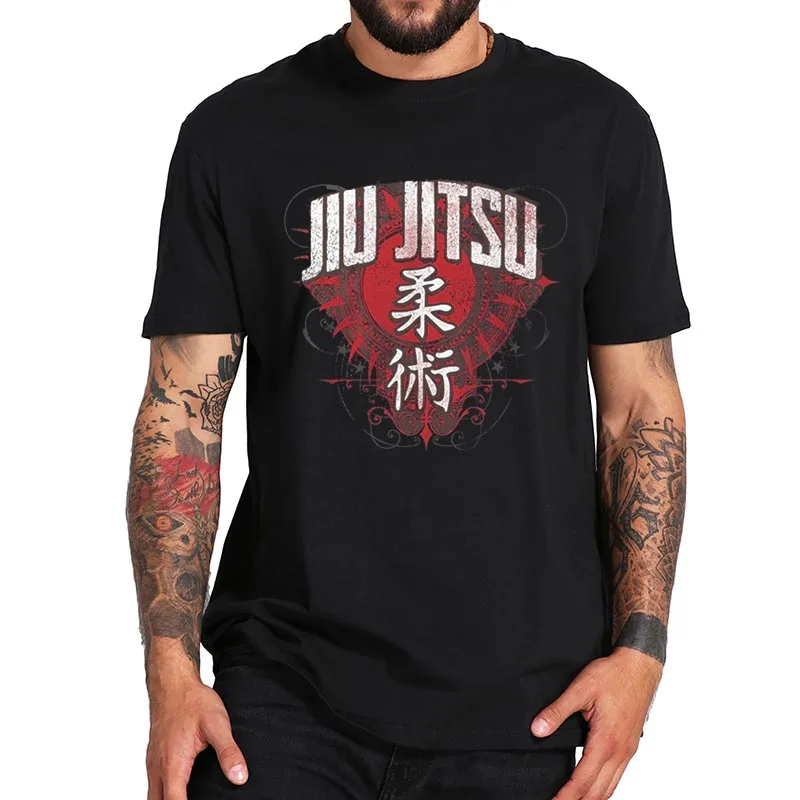 Футболка мужская классическая с логотипом Jiu Jitsu крутая тенниска в японском стиле