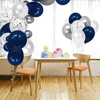 50 pcs Navy Blue and Silver Confetti Balloons 12 inch White Pearl/Silver Metallic Party Balloons for Bachelorette Birthday Decor
50 pcs Navy Blue and Silver Confetti Balloons 12 inch White Pearl/Silver Metallic Party Balloons for Bachelorette Birthday Decor