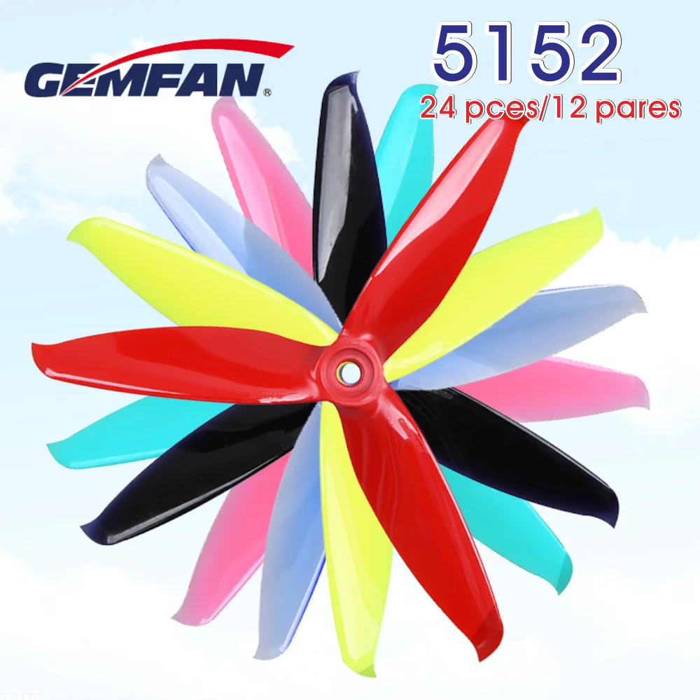 

24 pcs / 12 Pairs Gemfan RFI 5152 3 Blade PC Propeller CW CCW propeller prop For brushless Motors FPV Freestyle Frame FPV props