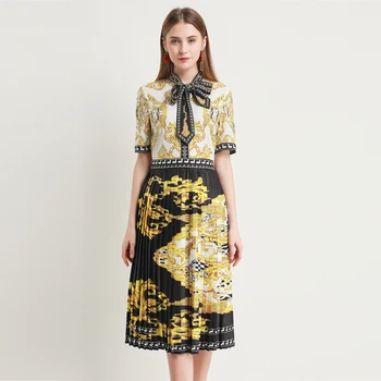 Xiaomoli Bow tie restores ancient ways printing to collect waist Pleated fold dress short-sleeved new style of 2019 winter
Xiaomoli Bow tie restores ancient ways printing to collect waist Pleated fold dress short-sleeved new style of 2019 winter