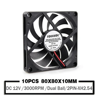 10 Pieces Dual Ball Bearing DC 12V 3000RPM 80mm Cooling Fan 8010 80x80x10mm Brushless Cooling Cooler Axial Fans
10 Pieces Dual Ball Bearing DC 12V 3000RPM 80mm Cooling Fan 8010 80x80x10mm Brushless Cooling Cooler Axial Fans