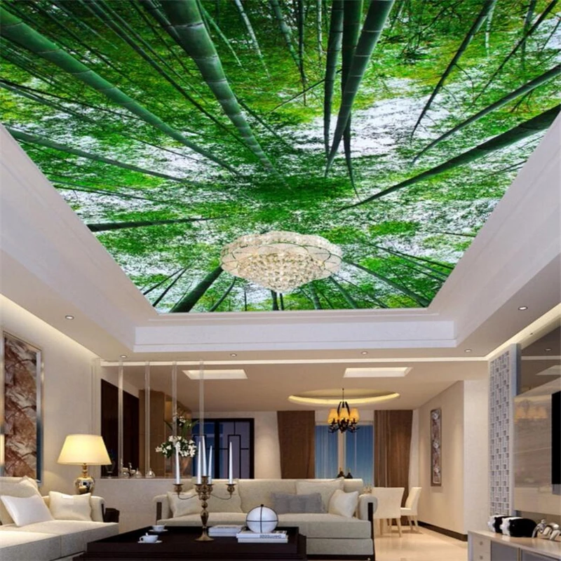 

wellyu Custom wallpaper 3d обои portrait fresh bamboo forest ceiling roof living room murals wallpaper papel de pared wall paper