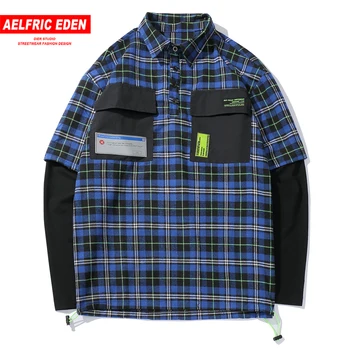 Aelfric Eden Plaid Patchwork Pocket Men Casual Shirts 2019 Autumn Harajuku Streetwear Hip Hop Cotton Male Long Sleeve Oversized 
Aelfric Eden Plaid Patchwork Pocket Men Casual Shirts 2019 Autumn Harajuku Streetwear Hip Hop Cotton Male Long Sleeve Oversized