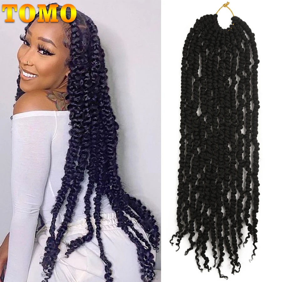 

TOMO Synthetic Crochet Braids Hair For Passion Twist Pre-Looped Fluffy Ombre 12 18 24Inch Pre-Twisted For Black Woman 16 Roots