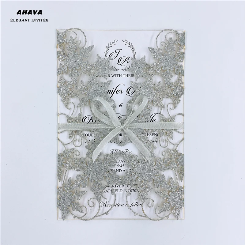 

Silver Stars Laser Cut Wedding Invitations Cards Wedding Bridal Shower Gift Greeting Card {Free Infinite Design Before Pay}