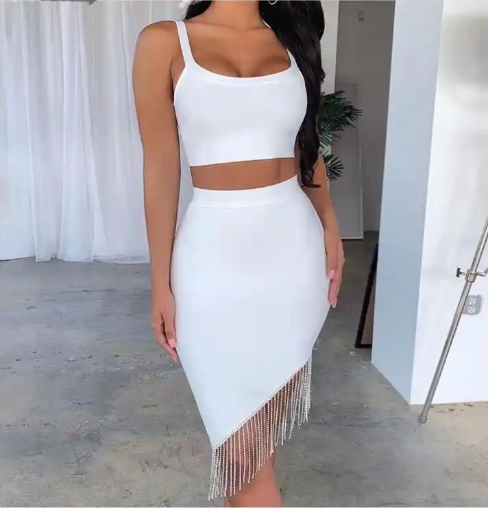 white two piece club dress